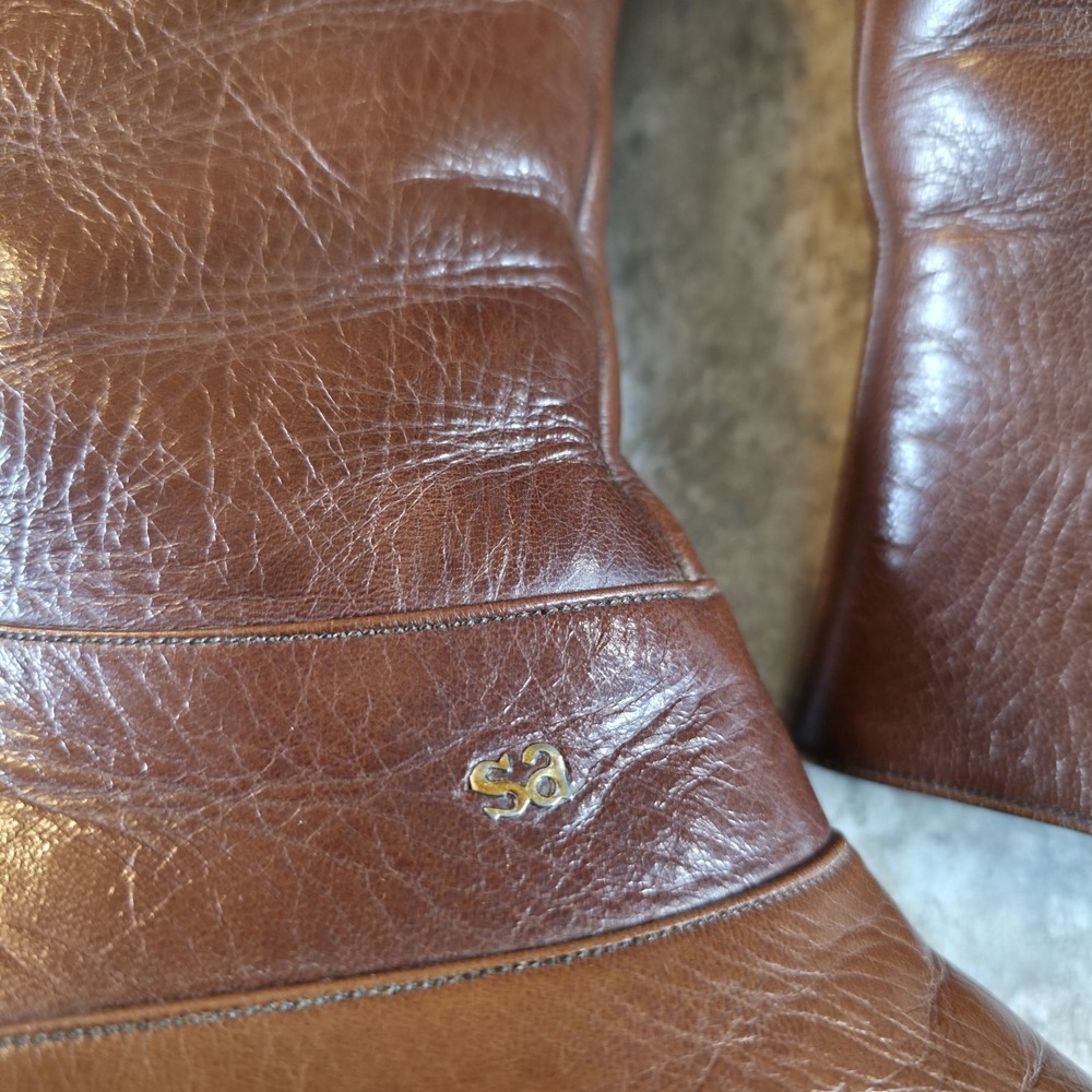 Vintage Stacy Adams Side Zip Ankle Heel Boots Brown Leather Womens Size 11 - Picture 4 of 13